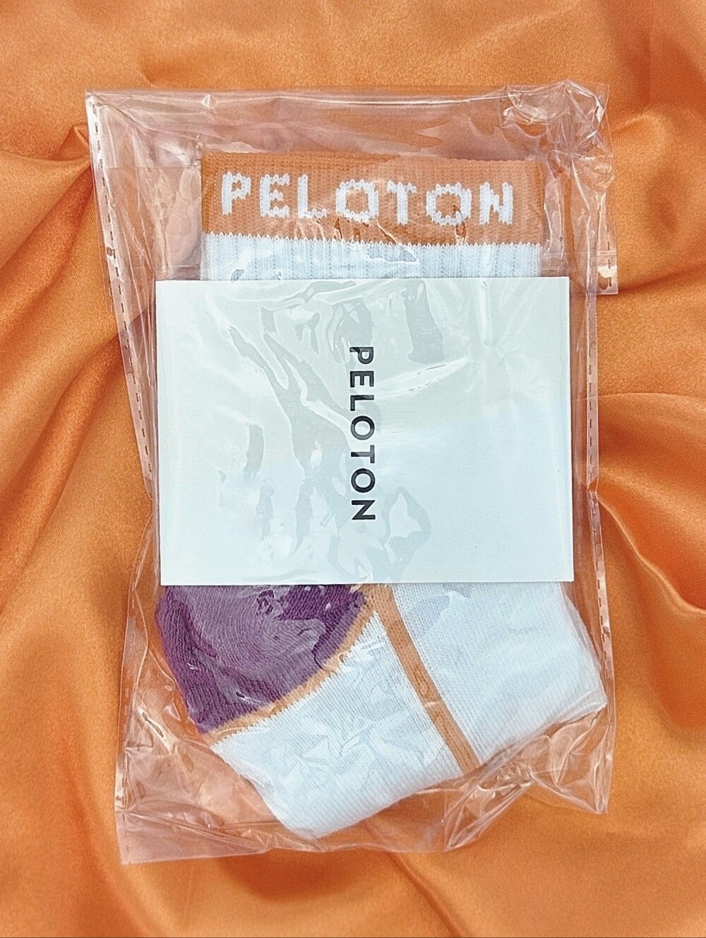 Peloton Colorblock Women's Crew Socks M/L 1 Pair White Multi Athleisure Logo